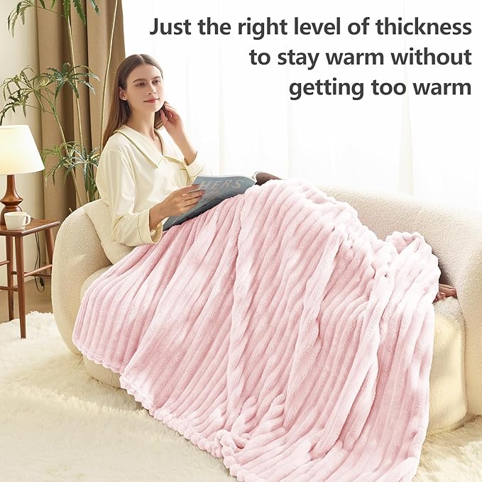 Soft Pink Twin Blanket for Bed - Cozy Warm Fleece Blanket for Girls Women, Fluffy Soft Bed Blankets Graduation Birthday Gifts for Her Him, Spring Home School Dorm Decor, Pink, 60x80 Inches