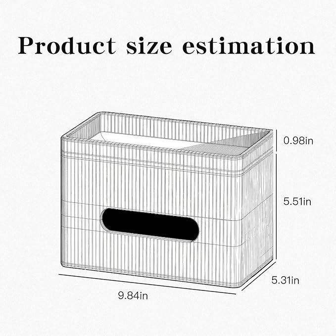 Rectangular Tissue Box Holder with Storage Tray - Large PU Leather Tissue Box Cover, White, Suitable for Bathroom, Nightstand, Office