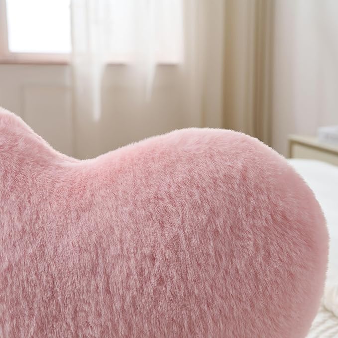 2PCS Throw Pillows Heart Pillow Home Decor Decorative Couch Pillows Bed Pillows Outdoor Pillows Valentine Gifts,Pink 13"*19"