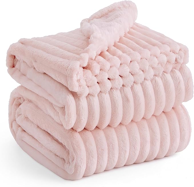 Bedsure GentleSoft Blankets Queen Size for Bed - Cozy Soft Blankets for Women, Cute Large Fleece Throws for Girls, Crystal Pink, 90x90 Inches