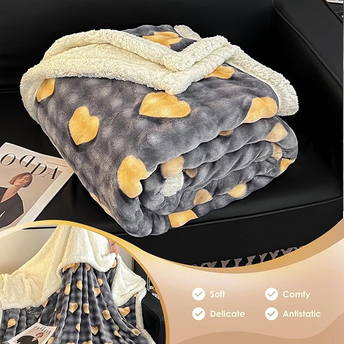 Fleece Bed Blanket, Queen Size 90 Inch × 90 Inch, Soft Plush Fluffy, Reversible Flannel Blanket for Sofa, Couch, Bed, All Seasons, for Women