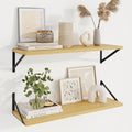 Axeman 30 Inch Floating Shelves | 10 Inch Deep Oak Wall Shelves Set of 2 | 30" W x 10" D Oak Floating Shelves for Living Room Bathroom Kitchen