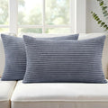 Mecatny Corduroy Decorative Throw Pillow Covers 12x20 Set of 2 for Sofa Living Room, Soft Neutral Boho Couch Pillow Covers for Home Decor, Blue Grey