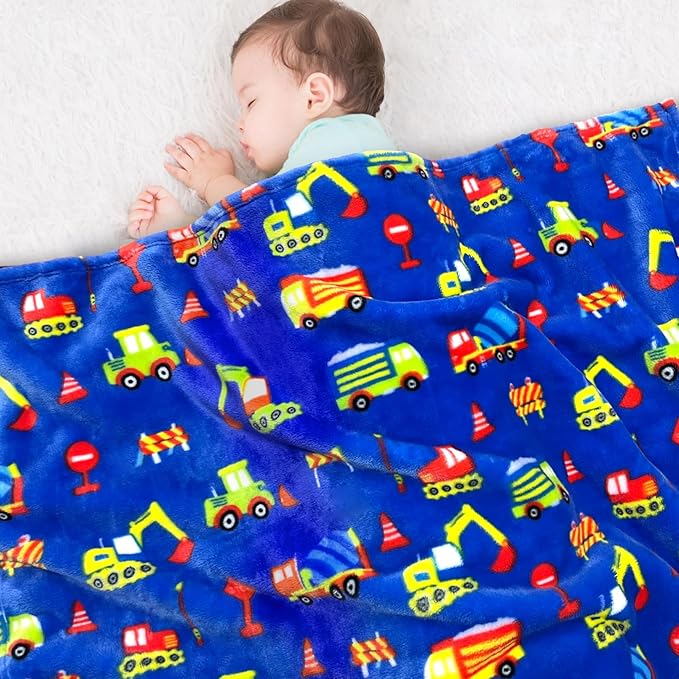 Lukeight Excavator Toddler Blanket Gifts for Boys and Girls, Plush and Thick Boys Tractor Blanket Birthday Gifts for Toddler and Baby (Excavator, 30x40 Inches)