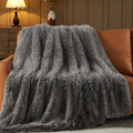 NEWCOSPLAY Faux Fur Throw Blanket Black White Luxury Fluffy Thick Warm Blanket for Couch Sofa Bed 1000GSM (Black White Thick, Throw(50"x60"))