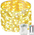 120LED 40FT Fairy Lights Battery Operated with Remote, 1 Pack Twinkle Lights Waterproof for Outdoor & Indoor, 8 Modes String Light Timer for Christmas Party Wedding Birthday Home DIY Décor(Warm White)