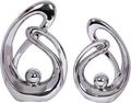 2 Pcs Silver Decor Sculpture Table Decorations Ceramic Decor Mid Century Modern Decor Statue and Figurine Centerpieces for Living Room Dining Room Kitchen Fireplace Shelf Office Coffee Table Decor