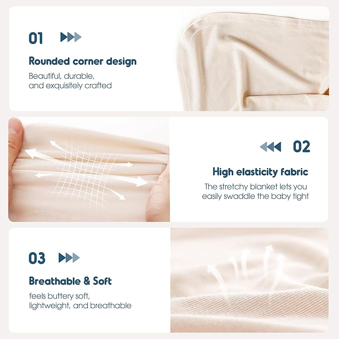 GRSSDER 2 Pack Newborn Swaddle Blanket, Ultra Soft Stretchy Jersey Knit Extra Large Size 33 x 44 Receiving Blankets for Easy Swaddling Baby Snug and Cozy