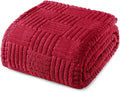 Whale Flotilla Lightweight Fleece Queen Size Blanket for Bed, Fuzzy Soft Blankets with Decorative Jacquard Pattern for All Season, Warm and Fluffy, 90x90 Inch, Red