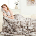 Comelady Faux Rabbit Fur Throw Blanket for Couch,Soft Fluffy Thick Bubble Blanket for Bed Sofa Room Decor-Lightweight Cozy Fuzzy Blanket Gifts for Women Men,Tie-dye Brown,50"×60"