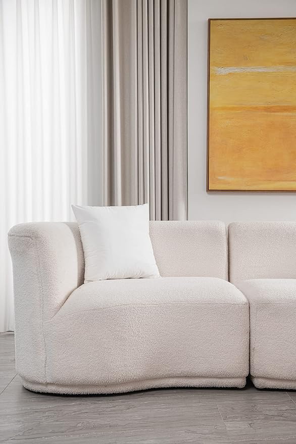 DEZENE Throw Pillow Covers 22x22 Ivory White: Pack of 2 Cozy Soft Velvet Square Modern Luxury Decorative Throw Pillow Cases for Sofa Couch Living Room Bed Home Decor
