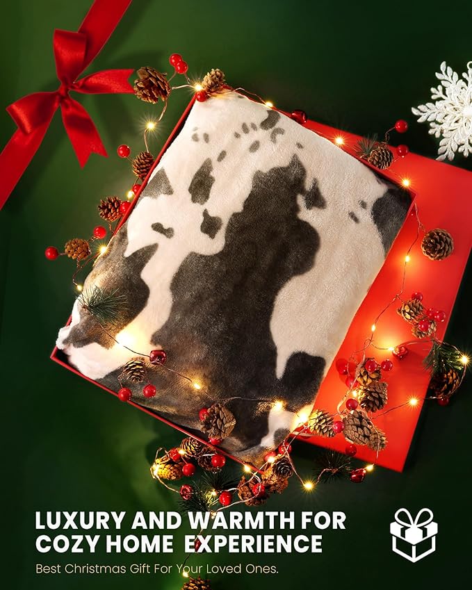 Cow Print Blanket Ultra Soft Flannel Throw Blanket for Couch Bed, Cute Cozy Lightweight All-Season Fleece Blanket King, Gift for Women & Girls, 90×108 Inches Pink