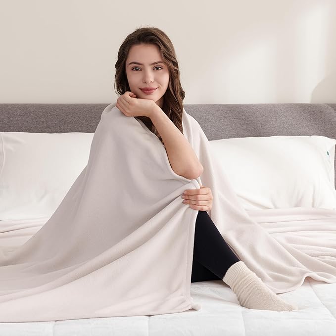 Berkshire Blanket Microfleece King Size Bed Blanket Macadamia,Lightweight Soft Breathable Plush Micro Fleece Blanket for Bed Couch Sofa,90x108 Inches