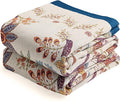 Boho Throw Blanket, 100% Organic Cotton Breathable Skin-Friendly Ultra Soft Bed Quilt Throw - All Season Floral Farmhouse Décor Luxury Blanket for Sofa Couch Chair and Gift. 91" x 98"