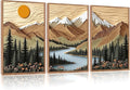 CHDITB Mountain Frame Canvas Wall Art, Nature themed office Wall Decor, country Scenic Art Spiritual Wall Painting, Vintage national park Mountains forest Art Prints for Living Room, Bedroom 16"x24"x3