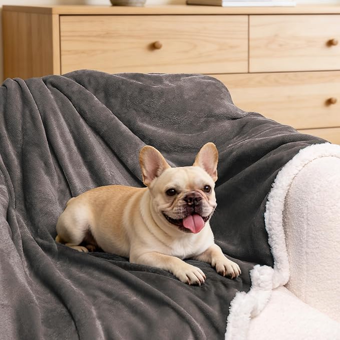 BEAUTEX Sherpa Fleece Throw Blankets, Soft Fluffy Flannel Plush Blanket and Throw, Fuzzy Cozy Coffee Cuddle Blankets for Couch Bed Sofa Adults (50" x 60", Coffee)