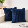 Aegero Pack of 2 Corduroy Decorative Throw Pillow Covers 22x22 Inch Soft Striped Pillow Covers Modern Farmhouse Home Decor for Sofa Living Room Couch Bed（Blue）
