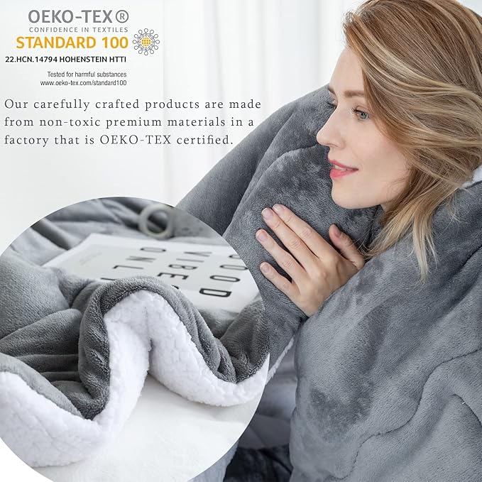 CHOSHOME Sherpa Fleece Throw Blanket- Thick and Warm Blanket for Winter, Soft Fuzzy Plush Throw Size Blanket for Couch, Bed - (50" x 70", Grey)