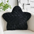 Star Pillow, 19.7" Star Shaped Plush Pillow for Couch Bed Sofa, Cute Decorative Throw Pillows with Soft Faux Fur Room Decor for Bedroom Living Room (Black)