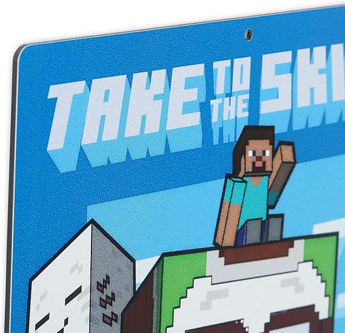 Open Road Brands Minecraft Ghast Take to the Skies Metal Wall Decor - Fun Minecraft Sign for Bedroom or Game Room