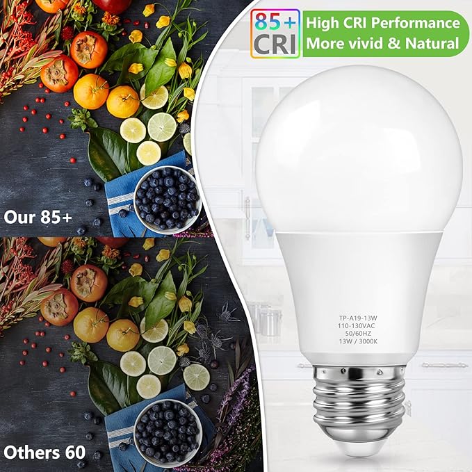 MAXvolador A19 LED Light Bulbs, 100 Watt Equivalent, Soft White 3000K, 1500 Lumens, E26 Base, Non-Dimmable, 13W Bright LED Bulbs, 4-Pack