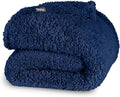 Bare Home Faux Shearling Blanket - Blanket for Bed, Sofa, Couch, Camping, Travel, and Gifts - Warm & Lightweight Throw - Fluffy & Soft (Twin/Twin XL, Solid Dark Blue)