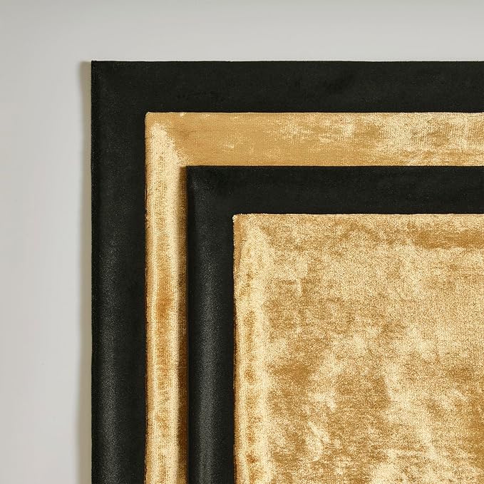 GIGIZAZA Gold Black Pillow Covers 20x20 Set of 4,Velvet Luxury Couch Throw Pillow Soft Covers Decorative Modern Square Pillows Living Room Vintage Cushion Covers