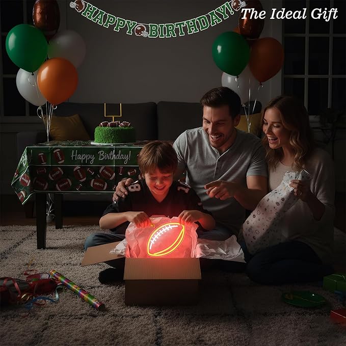 Football Neon Sign for Wall Decor, Dimmable LED Light for Bedroom Sports Room Decor, Football Gifts for Boys 8-12, 12 x 7.9 Inches