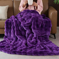 Purple Faux Fur Thick Bed Soft Throw Blanket 60X80 for Couch Living Room Fluffy Bubble Faux Rabbit Fur Blanket Warm Bunny Blanket Home Decor 860 GSM