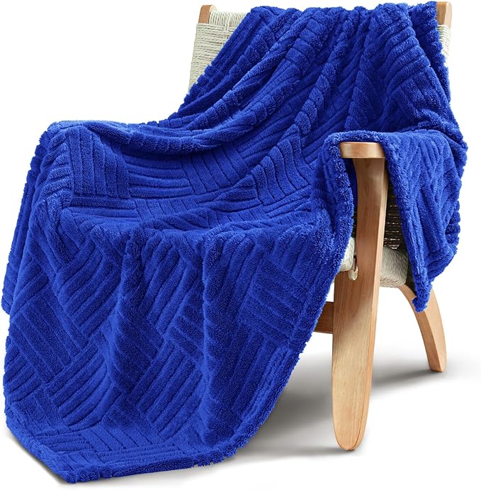 Whale Flotilla Lightweight Fleece Throw Blanket for Couch, Fuzzy Soft Blankets with Decorative Jacquard Pattern for All Season, Warm and Fluffy, 50x60 Inch, Blue