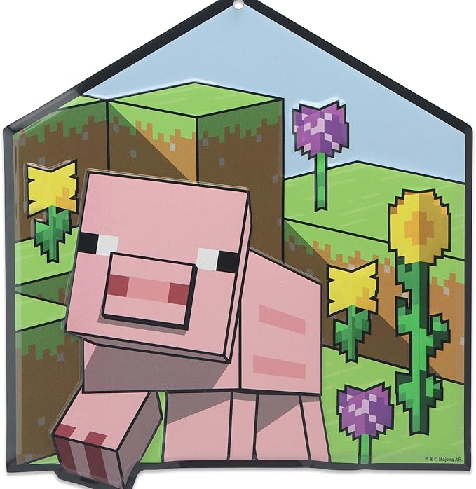 Minecraft Pig Metal Wall Decor - Fun Minecraft Sign for Bedroom or Game Room