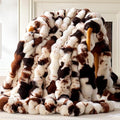 Faux Fur Throw Blanket, 1000GSM Fluffy Soft Bubble Blanket for Couch Bed, Cozy Plush Warm and Thick Blanket, Fuzzy Rabbit Throw for Living Room Bedroom 60''*80'' Cow Brown