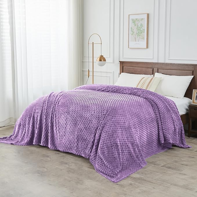 FY FIBER HOUSE Oversized King Blanket 120" x120" Seamless Extra Large Bed Blanket 10' x 10' Super Soft Plush Fuzzy Huge Blankets for Couch Office Sofa, Lavender