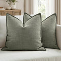 MIULEE Pack of 2 Thick Textured Couch Throw Pillow Covers, Olive Green Decorative Pillow Covers 18x18, Neutral Linen Cushion Cases for Sofa Bed Living Room Modern Farmhouse Home Decor, No Filling