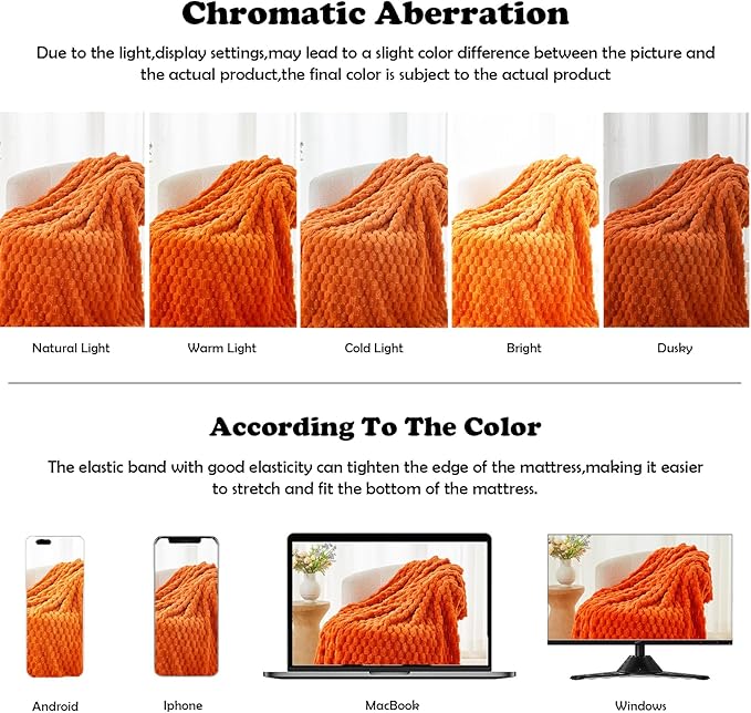 NEWCOSPLAY Super Soft Fall Queen Blanket Orange Premium Silky Flannel Fleece 3D Clouds Stylish Jacquard Lightweight Bed Blanket All Season Use 350GSM (Orange, Queen(90"x90"))