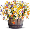 12 Bundles Artificial Daisy Flowers for Outdoors Summer Decor, UV Resistant No Fade Fake Flowers Faux Plastic Greenery Shrub Plants for Hanging Planter Home Gardens Porch Cemetery Décor(Mix 4 Colors)