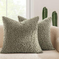 MIULEE Pack of 2 Throw Pillow Covers 20x20 Inch Sage Green Faux Fur Decorative Sherpa Spring Pillow Covers Fuzzy Accent Soft Sheepskin Fleece Cushion Cases for Boho Home Decor Couch Living Room Bed