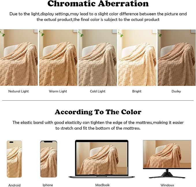 NEWCOSPLAY Super Soft King Blanket Brown Premium Silky Flannel Fleece 3D Checkered Lightweight Bed Blanket All Season Use (Brown Checkered, King(90"x110"))