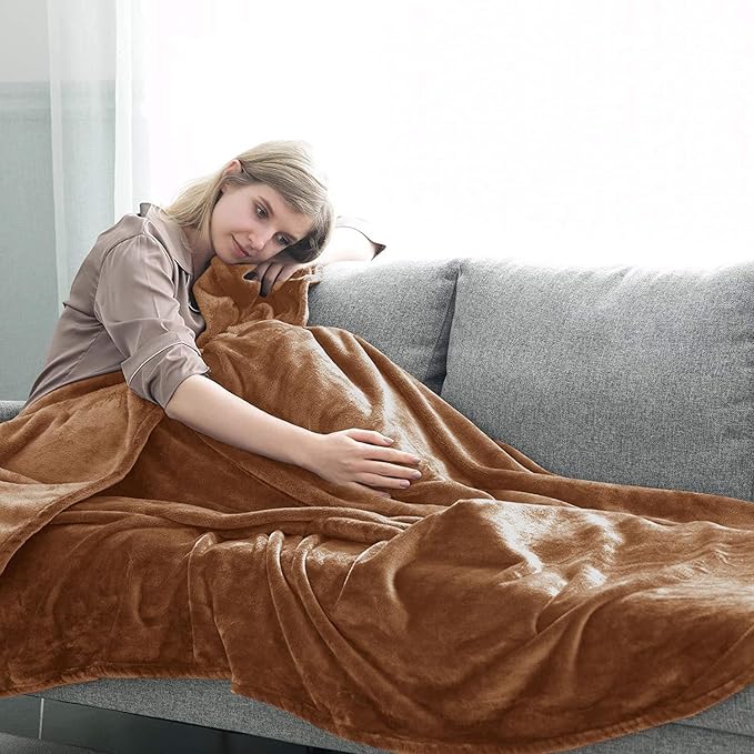 IR Imperial Rooms Fleece Blanket King Size – Soft 400 GSM Plush Microfiber King Size Blanket, Warm Lightweight King Blanket for The Bed, 108x90 Inches, Camel