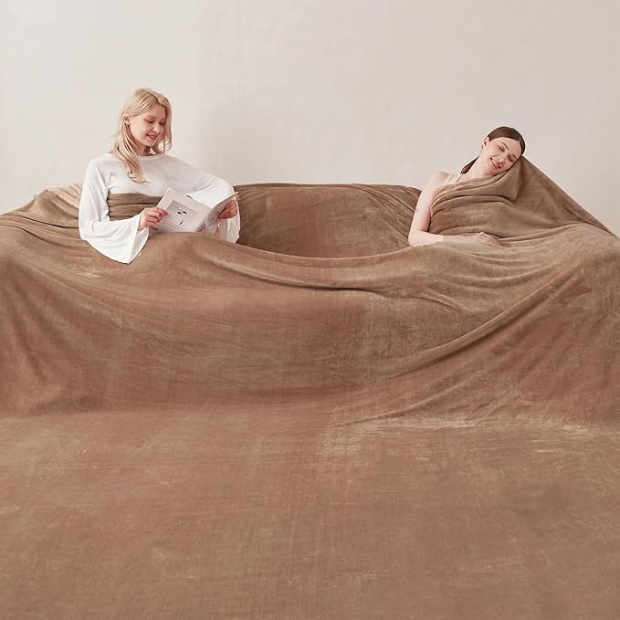 COOVA Oversized King Fleece Blanket 120x138 inches, Soft Cozy Warm Giant Extra Large 10'x11.5' Blanket for Bed, Sofa, Couch,Travel, Camping, California Huge Flannel Big Throw Blanket, Brown