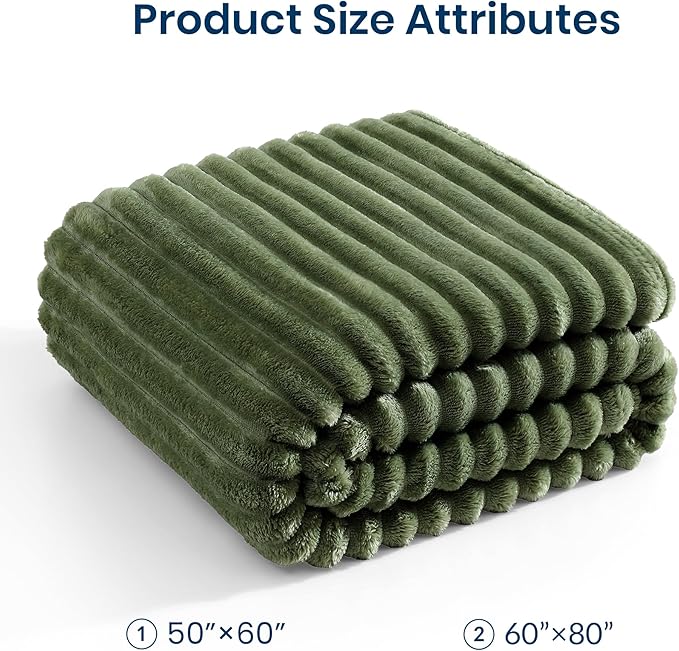 Monbix Olive Green Fleece Throw Blanket for Couch- Room Decor Soft Cozy Blankets for Women, Lightweight Fleece Flannel Bed Blanket Suitable for All Seasons(50"×60",Olive Green)