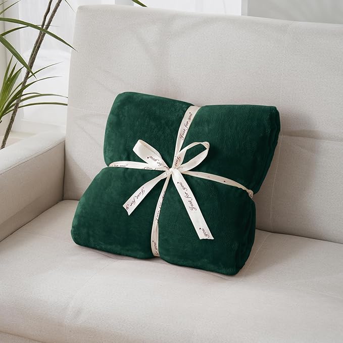 Ultra Soft Fleece Throw Blanket, Silky Flannel Fuzzy Blanket for All Season, Cozy Lightweight Blanket for Couch, Bed, Sofa, 50" x 60", Forest Green, Throw