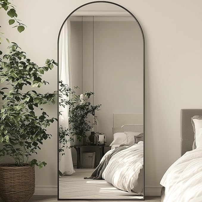 Full Length Mirror, 71"x28" Oversized Arched Mirror Large Standing Mirrors, Tall Mirrors Body Floor Mirror for Bedroom Living Room Aluminum Frame, Black