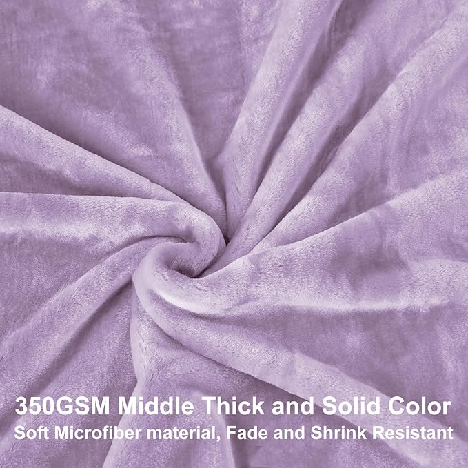 JYK Fleece Plush Blanket - 3.5 LB, 1 Ply Lightweight Korean Style Mink Blanket, Queen 79" x 91" - Super Soft, Warm & Cozy, Microfiber Bed Blanket for All Seasons, Light Purple