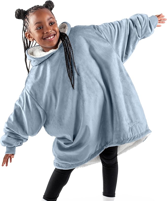 Bare Home Wearable Blanket Hoodie - Soft Plush Sherpa - Warm and Cozy - Oversized Wearable Blanket - Adult & Kid Sizes