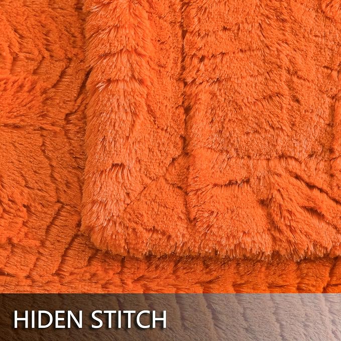 YUSOKI Luxury Faux Fur Throw Blanket(Without Pillows) 2 Layers,3lb,All Ages,Home Decoration, (Burnt Orange,50" x 63")