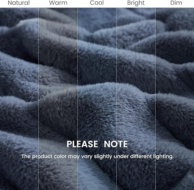 Cozy Bliss Deluxe Sheared Rabbit Faux Fur Throw Blanket, Soft Fuzzy High-Low Sculpted Plush Blanket for Couch, Cozy Home Accent, All Season Use, Blue 60"x80"