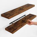 Fun Memories Floating Shelves for Wall, Rustic Wood Wall Mounted Shelves for Bathroom, Bedroom, Living Room and Kitchen, Storage & Home Decor (Set of 2, Brown, 36 in)