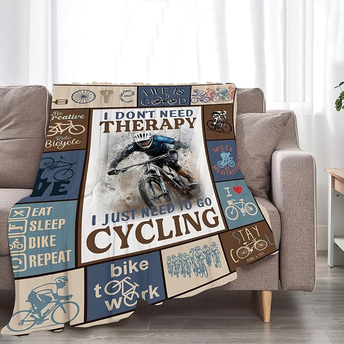 Bicycle Cycling Blanket Mountain Bike Throw Blanket Decor Stuff Cozy Flannel Fleece Soft Plush Fuzzy Warm Lightweight Bedding Gifts for Women Girls Kids 80"X60"