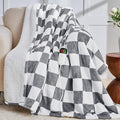Heated Electric Blanket Twin Size, 62X84 Heating Blanket with 10 Heat Level & 8 Hours Auto Off, Light Gray Checkered Plaid Soft Fleece Sherpa Blankets Warmer Gifts for Couch Grandma Women Adults